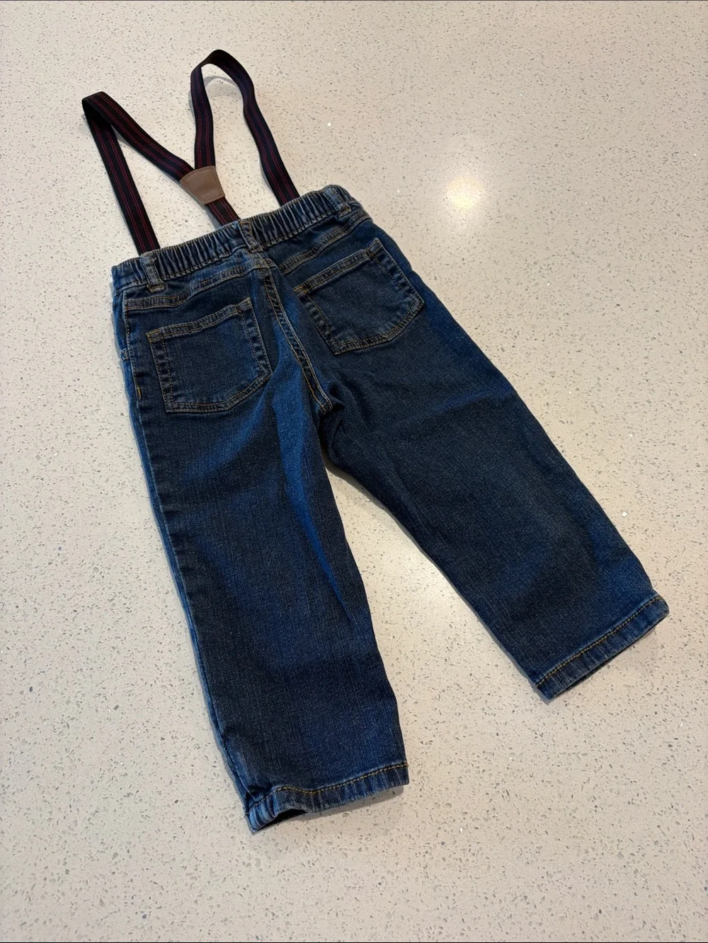 Carter’s Kids Dark Blue Denim Pants with Striped Suspenders 24 months